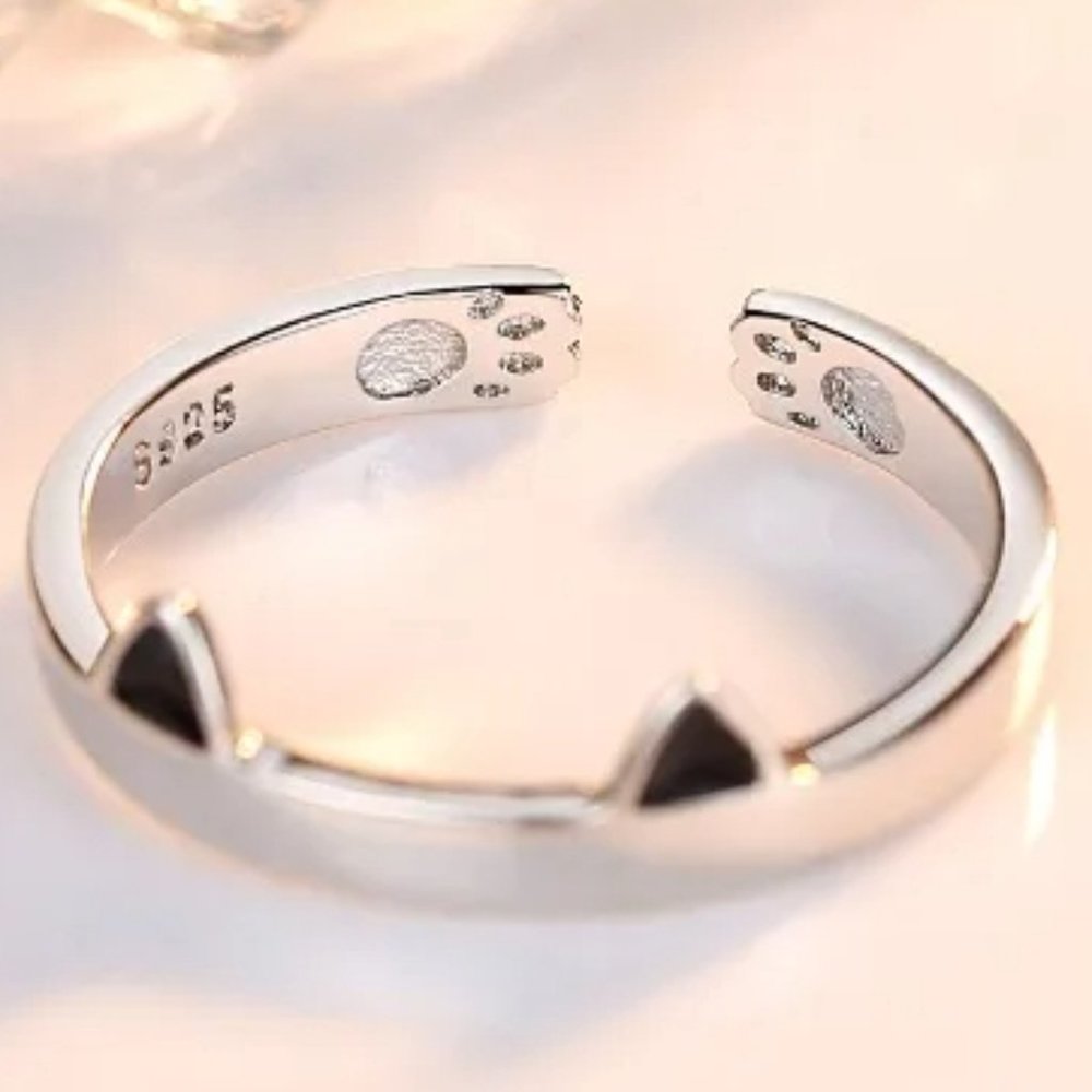 Knot Ring Open Knuckle 925 Sterling Silver Rings Women Adjustable Cat Lover